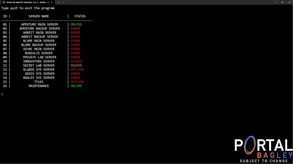 Скриншот 1 из Portal Bagley: Aperture Remote Terminal