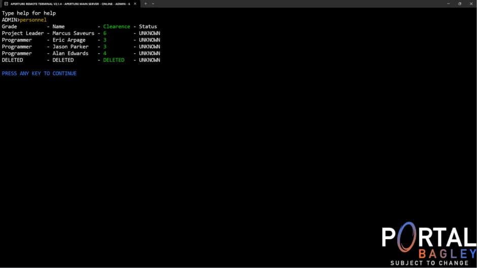 Скриншот 3 из Portal Bagley: Aperture Remote Terminal