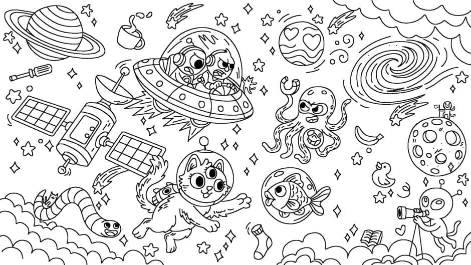 Скриншот 1 из 100 Cats Lost in Space Find & Color