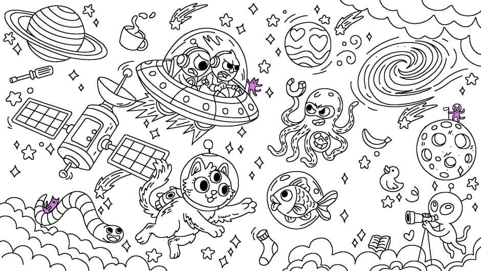 Скриншот 2 из 100 Cats Lost in Space Find & Color