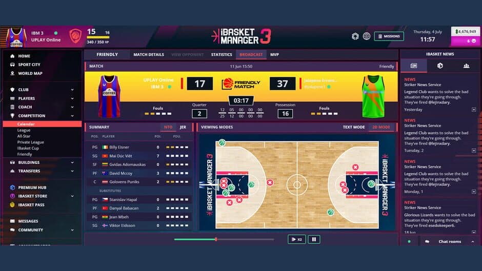 Скриншот 1 из Ibasket Manager 3: Online Basketball Manager
