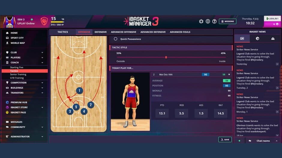 Скриншот 4 из Ibasket Manager 3: Online Basketball Manager