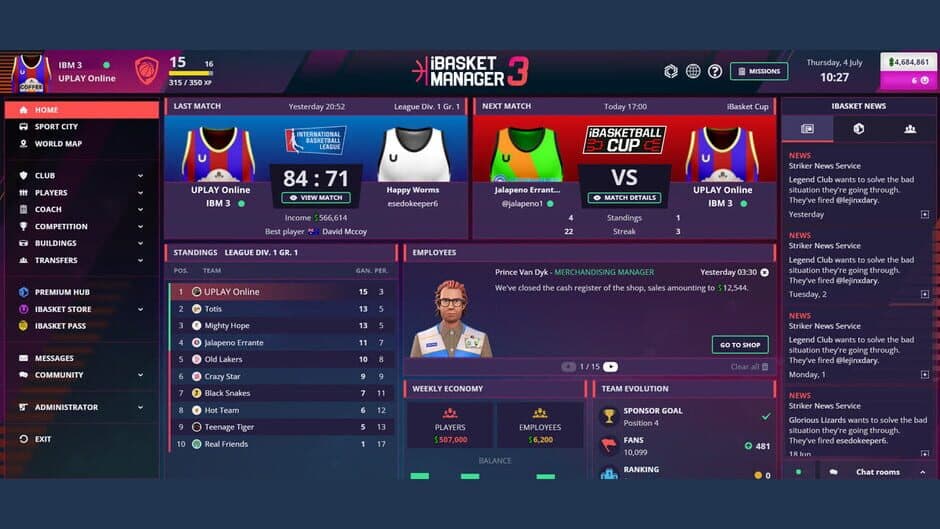 Скриншот 5 из Ibasket Manager 3: Online Basketball Manager