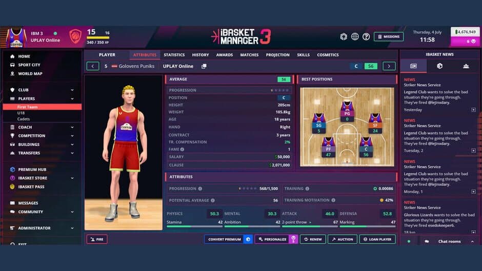 Скриншот 6 из Ibasket Manager 3: Online Basketball Manager