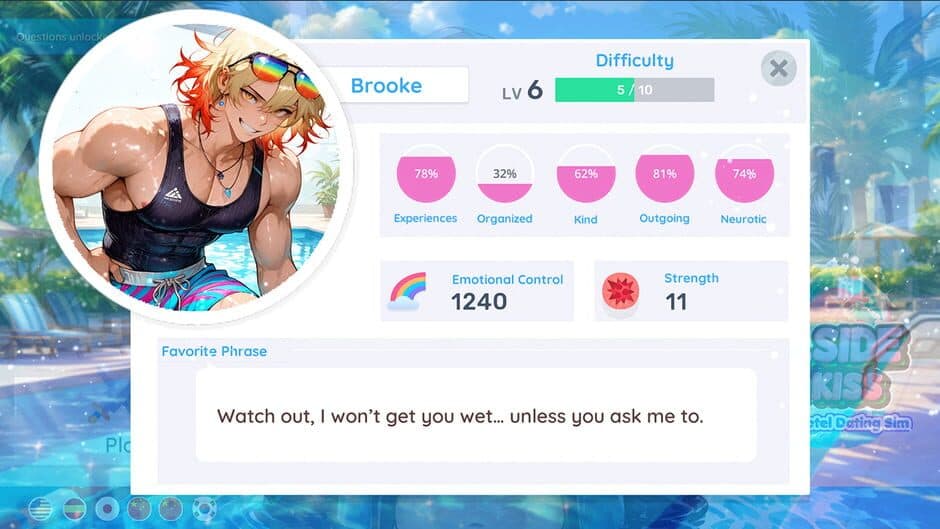 Скриншот 6 из Poolside Boys Kiss: Passion Fruits Hotel Dating Sim