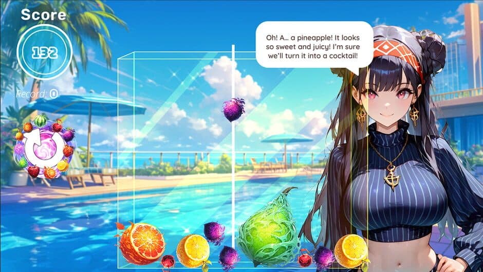 Скриншот 1 из Poolside Girls Kiss: Passion Fruits Hotel Dating Sim
