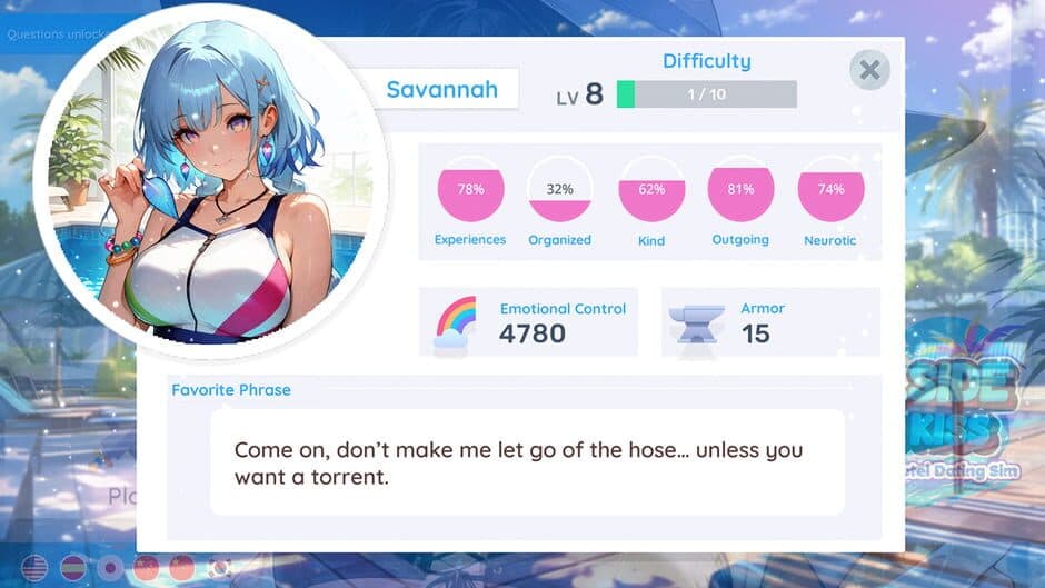 Скриншот 5 из Poolside Girls Kiss: Passion Fruits Hotel Dating Sim