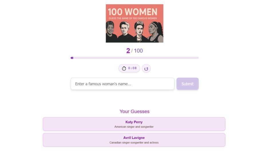 Скриншот 1 из 100 Women: Guess the Name of 100 Famous Women