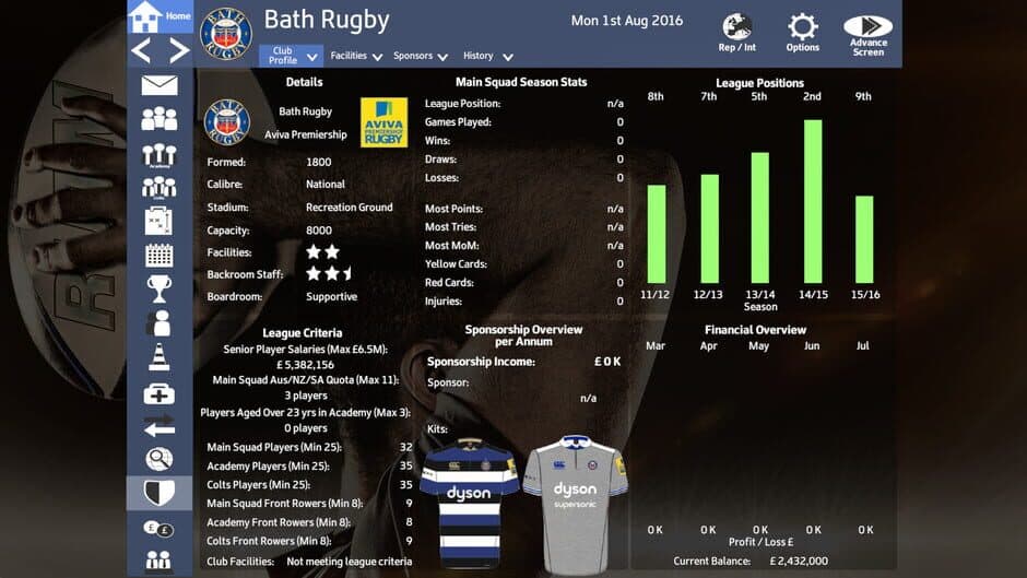 Скриншот 4 из Rugby Union Team Manager 2017
