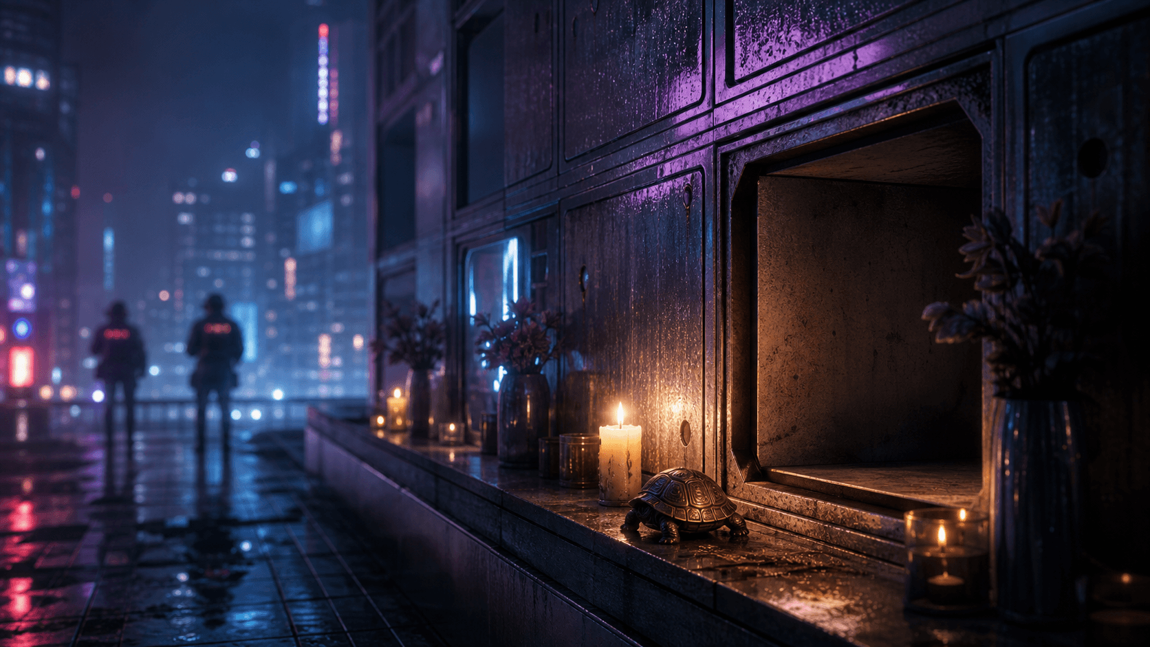 Cyberpunk 2077: мемориальная ниша Эндрю в колумбарии