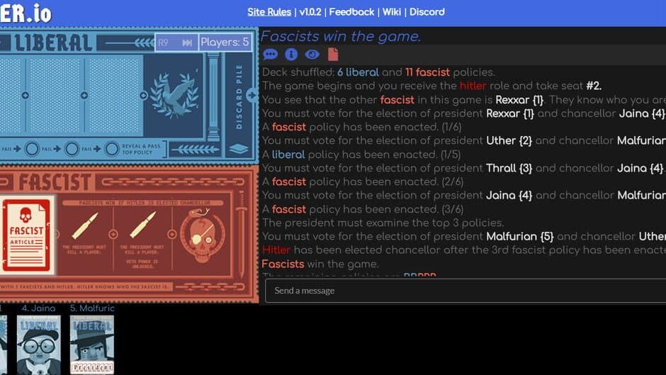 Скриншот 1 из SecretHitler.io